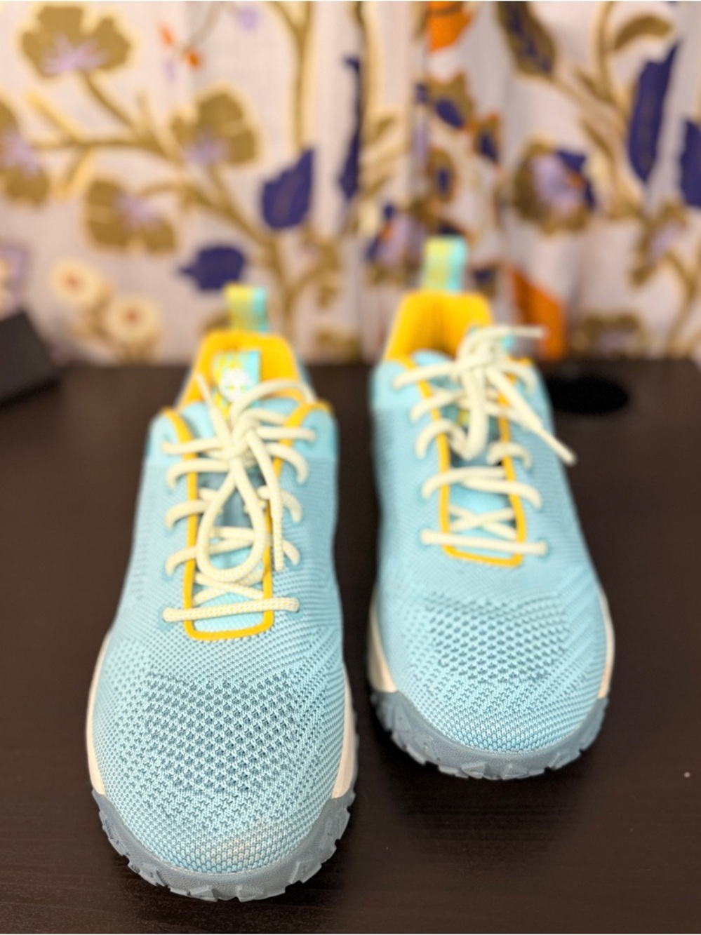 Timberland Aqua Blue and Yellow Mesh Sneakers